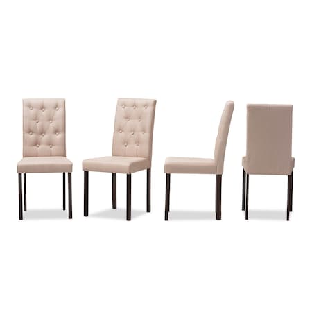 Baxton Studio Gardner Dark Brown Finished Beige Upholstered Dining Chair, PK4 131-7131